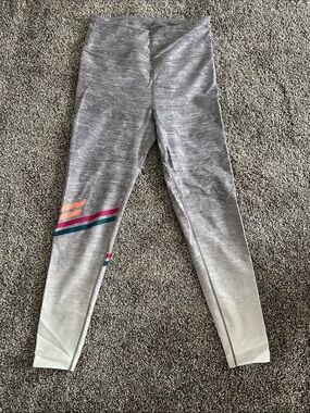 Peloton Gray Ombre Active Leggings with Color Stripe Accent
